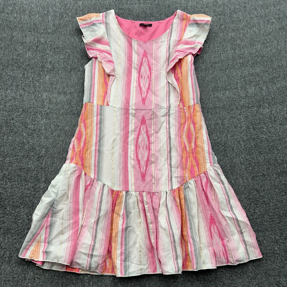 Drew Flutter Sleeve Mini Dress Medium Pink Print Lined Boho USA Coastal Preppy